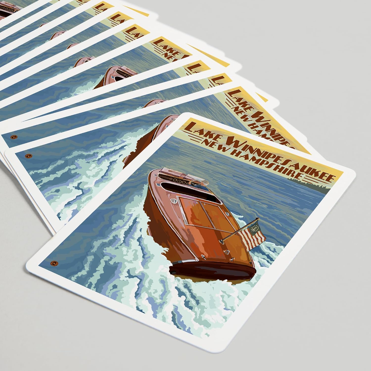 Lantern Press Lake Winnipesaukee, New Hampshire, Wooden Boat, 52 Playing Cards for Adults, Poker Size Card Deck