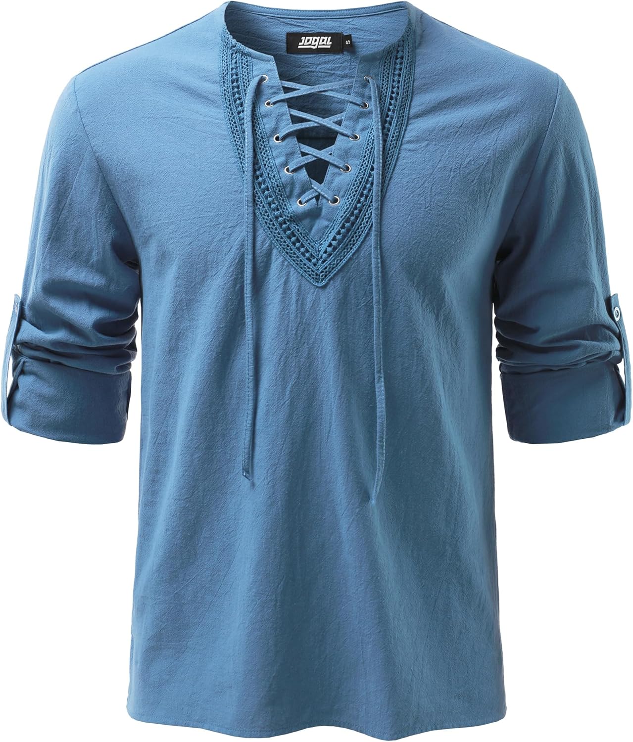 JOGAL Mens Renaissance Shirt Medieval Pirate Viking Halloween Costume Gothic Steampunk Retro Long Sleeve Lace Up Shirts