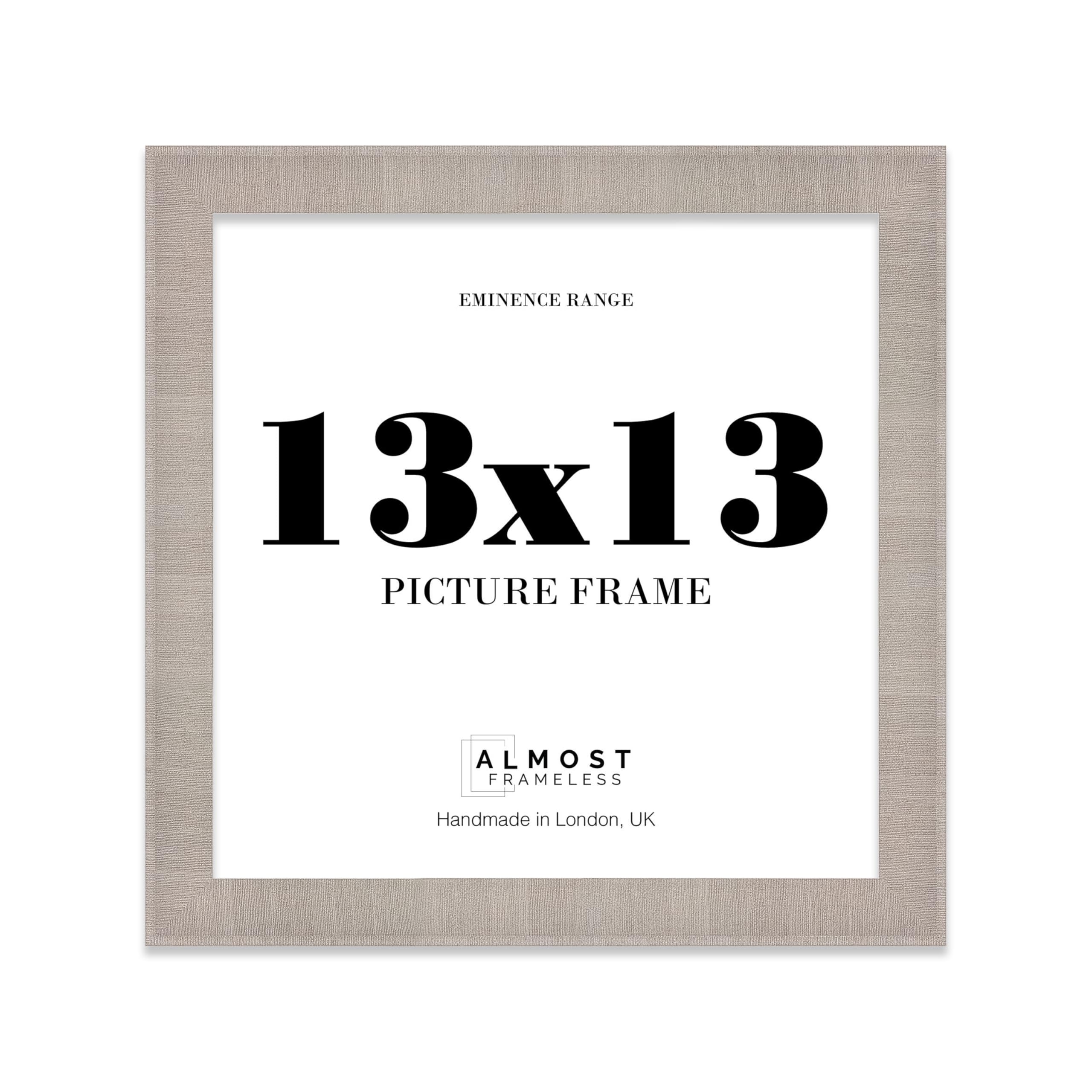 13x13" Grey Picture Frame - Rustic Wood Industrial Effect Photo Frame for Wall Display, Ideal for Posters, Prints & Home Décor, Wall Hooks, 32mm Edge - 1 Pack