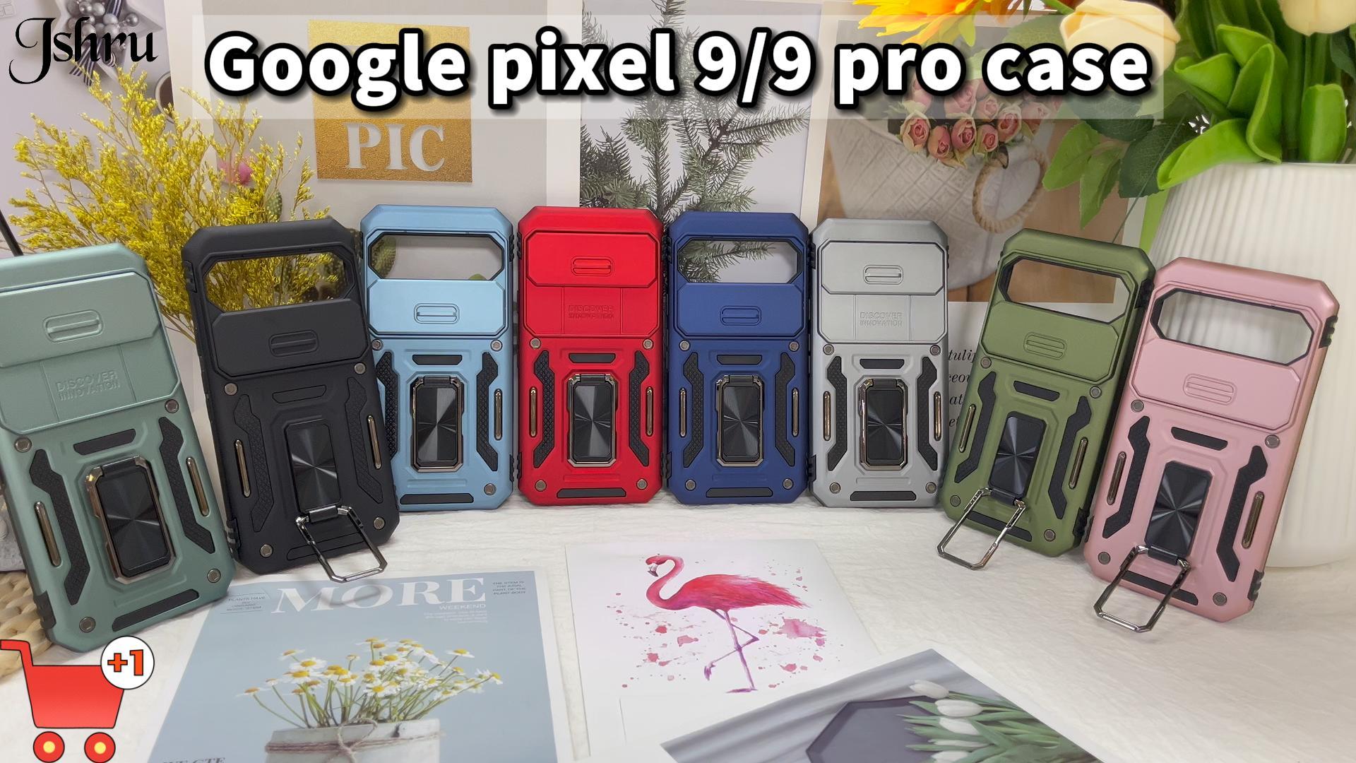 Doeshine For Google Pixel 9A Case, 2 Pack Screen Protector, With 360°Rotate Ring Kickstand & Slide Camera Cover, Shockproof Military Drop Protection