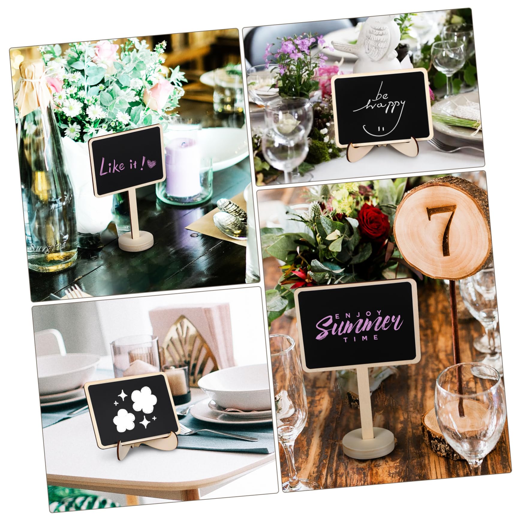 Mini Kreidetafel Teilig mit Ständern Wiederverwendbare Kleine Holzschilder mit Aufklebern Beschreibbare Tafeln für Buffets Food Labels Party und Hochzeit Stabiler Zufällige Farbe