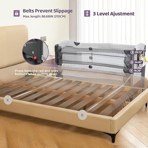 Miniatura 4 de ELEMARA Moisés ancho 3 en 1 para bebé con lateral ajustable, cama de noche de malla con colchón, sábana, bolsillo de almacenamiento, ruedas y