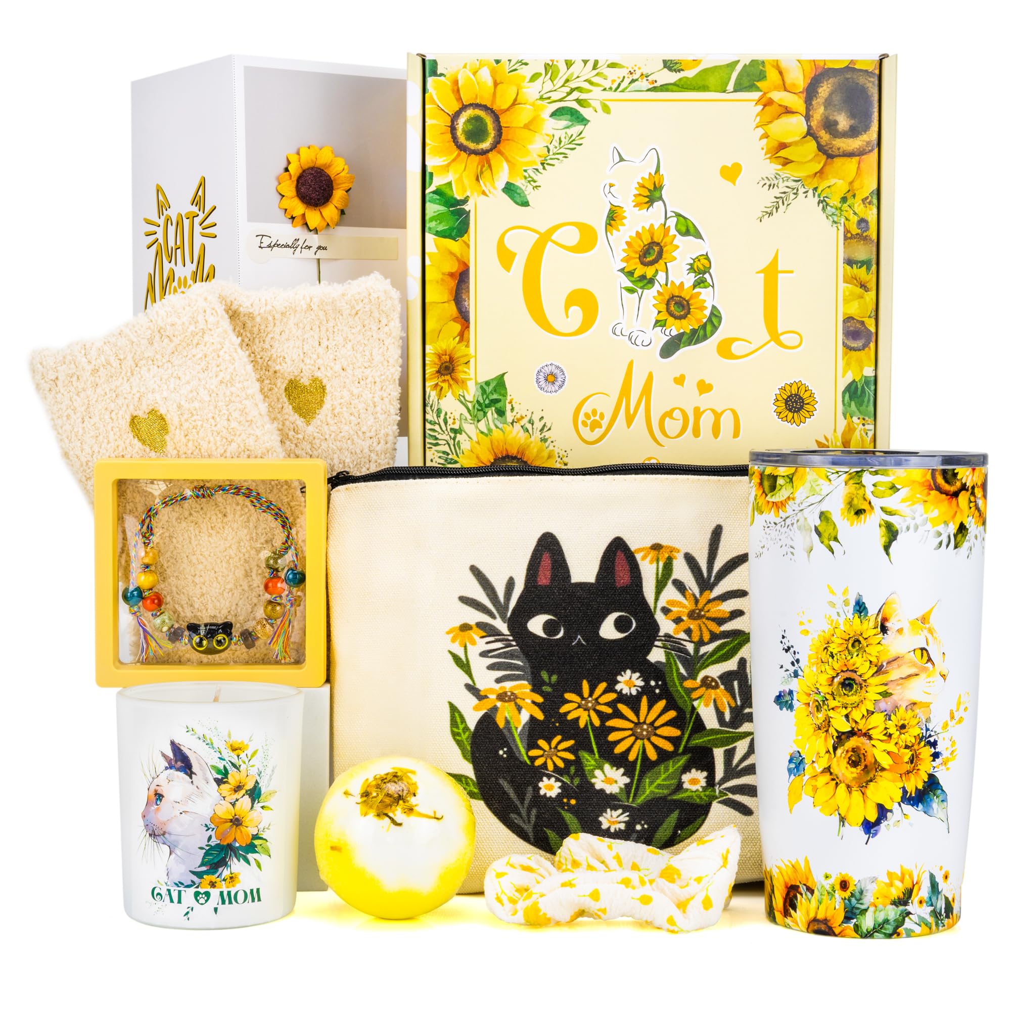 Best Cat Mom Gifts Set for Cat Lovers ,PetThemed Gift Basket - Birthday Gift, Christmas Gifts, Thanksgiving Day, Mother's Day Gift for Women, Cat