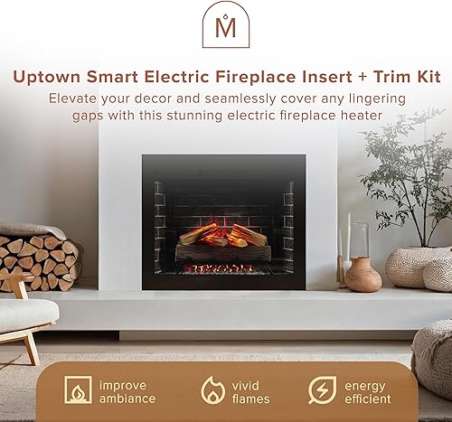 Miniatura 2 de Modern Ember Uptown - Chimenea eléctrica inteligente de 33 pulgadas con kit de molduras de 3 pulgadas, compatible con Alexa, incluye control remoto,