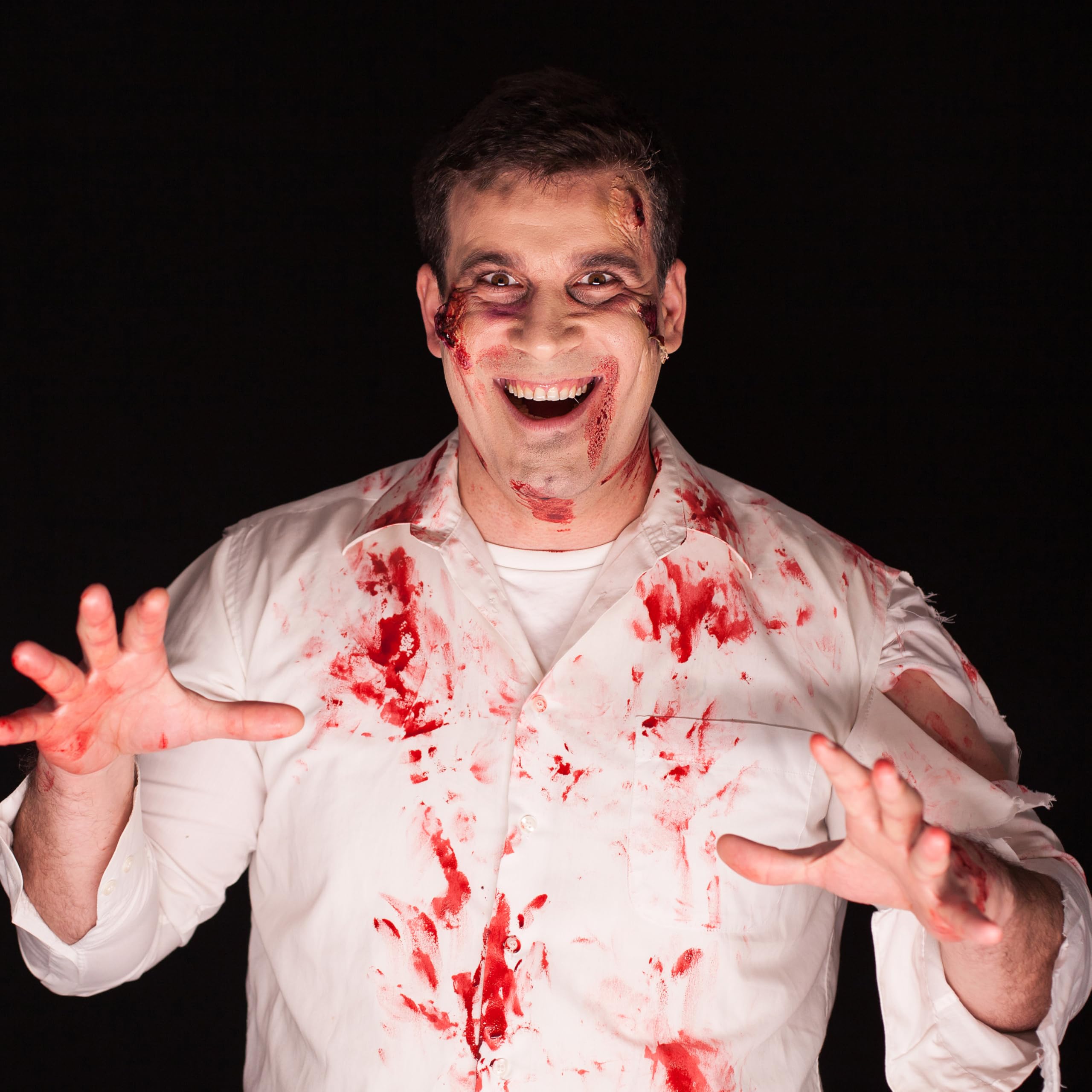 Juego de 6 piezas de maquillaje de Halloween, paleta de maquillaje de 6 colores, cera de cicatrices con herramienta de espátula, spray de sangre, esponjas de punteado, disfraz 9