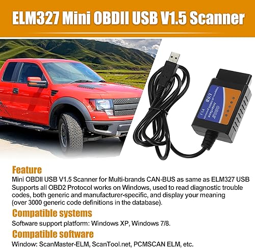 Miniatura 2 de X AUTOHAUX MINI OBDII USB V1.5 escáner OBD2 adaptador cable de diagnóstico para múltiples marcas CAN-Bus para Windows Escáner de fallas de coche