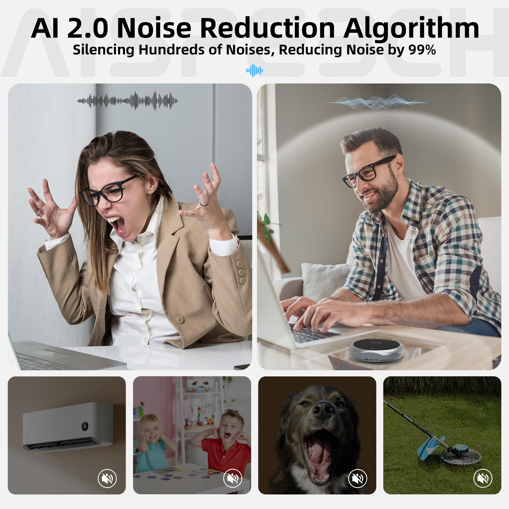 Vivavoce da conferenza M6 con riduzione del rumore AI, trascrizione e riepilogo potenziato da ChatGPT, supporto per archiviazione cloud infinita 60 lingue, uso 25H, pickup vocale