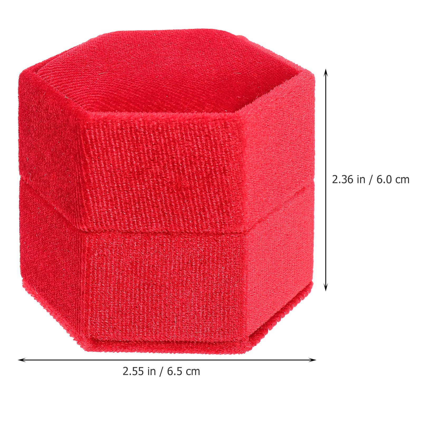 YDYDTTKD Boîte à bagues de fiançailles hexagonale en Velours, conteneur à Double Anneau, Organisateur de Bijoux de Mariage en Marron pour Proposition et cérémonie