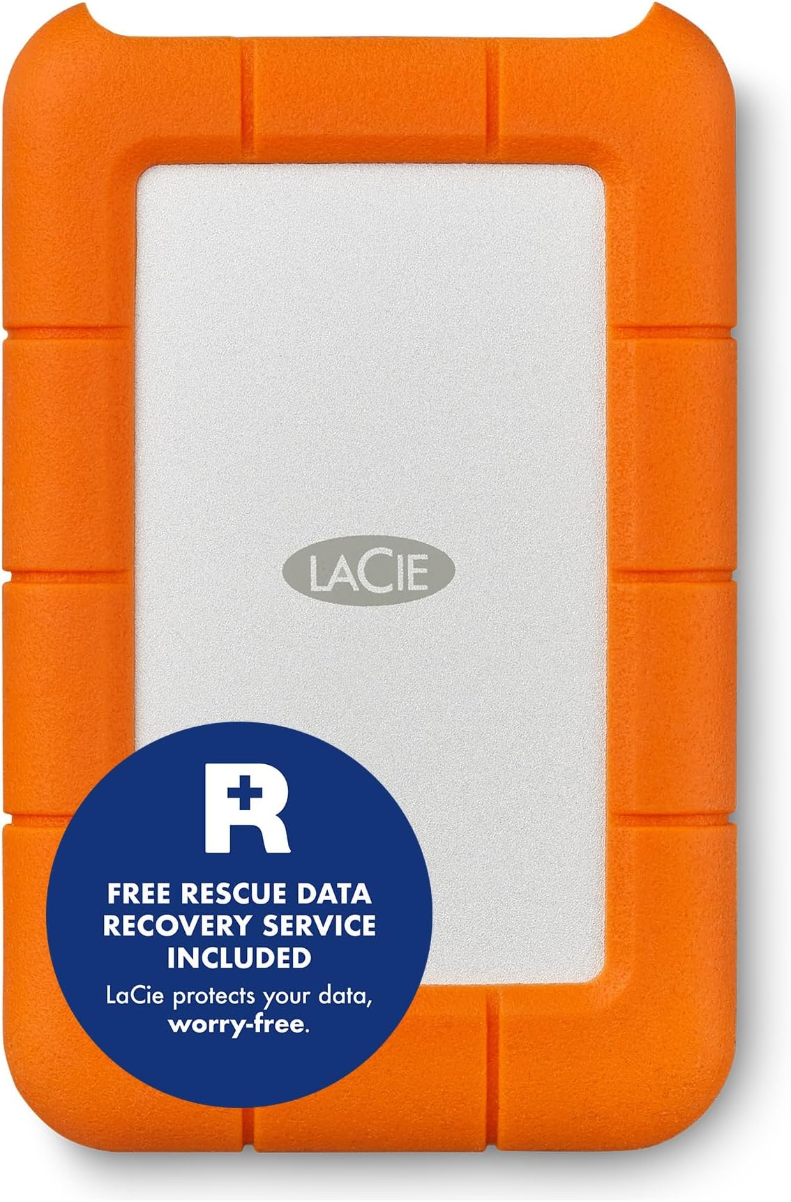 LaCie Rugged USB-C 2TB — shock‑resistant, USB‑C Portable External Hard Drive, 2.5‑inch, for Mac & Windows — Rescue Data Recovery included
