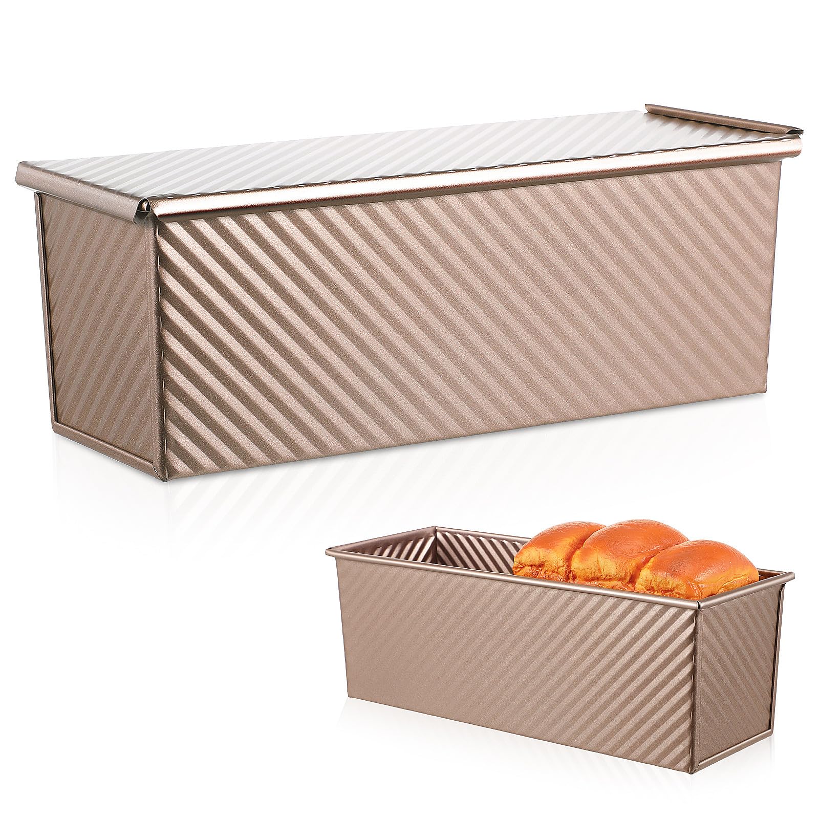 Rechteckige Brotform aus Kohlenstoffstahl mit Deckel und Belüftungslöchern Hitzebeständig und Vielseitig für Kitchen Baking und Backsessions in Gold