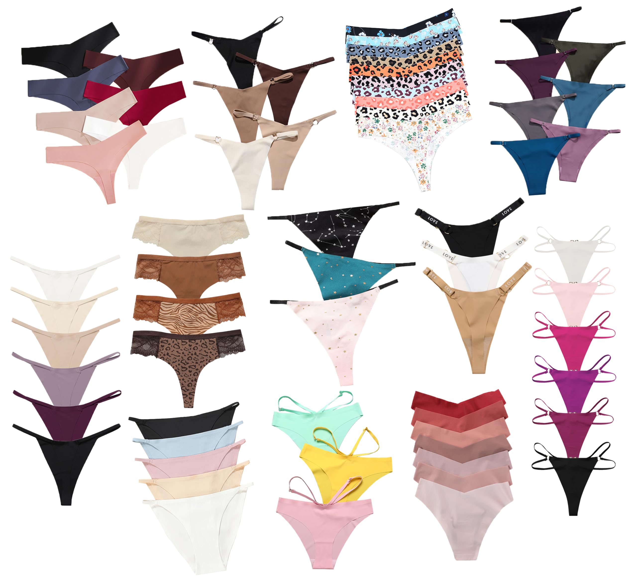 abandi Seamless Underwear for Women Variety Thongs Pack Kinds of T-Back G-String Tangas Bikini Panties No Show Panties