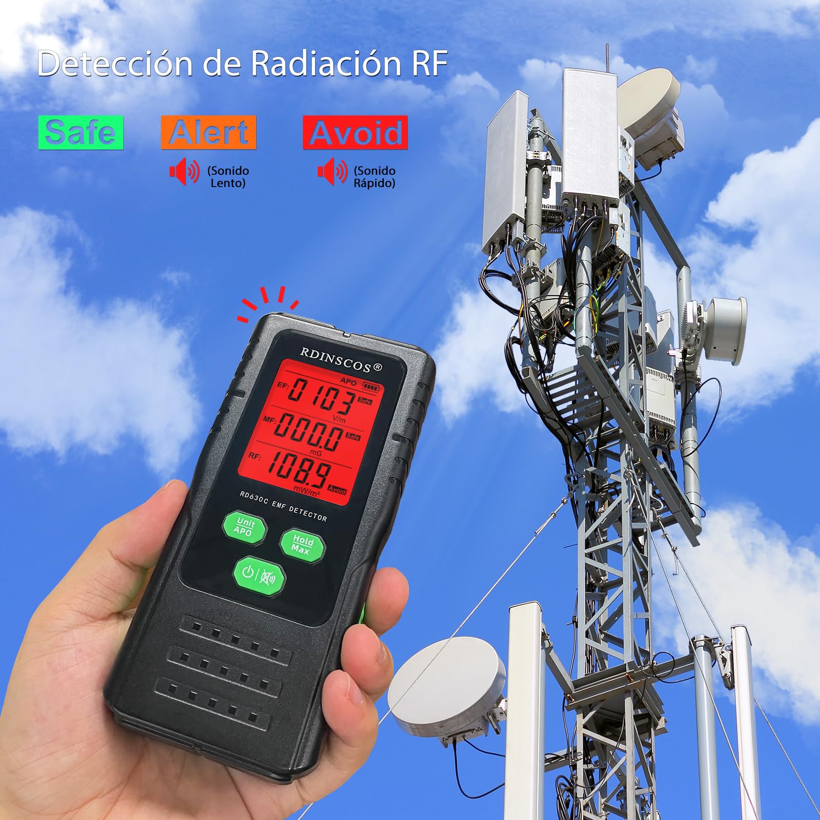 EMF-Messgerät Strahlungsdetektor Digitaler Elektromagnetische Felder Handgehaltener EF/MF/RF Elektromagnetische Strahlung Messgerät mit LCD EMF-Inspektionen
