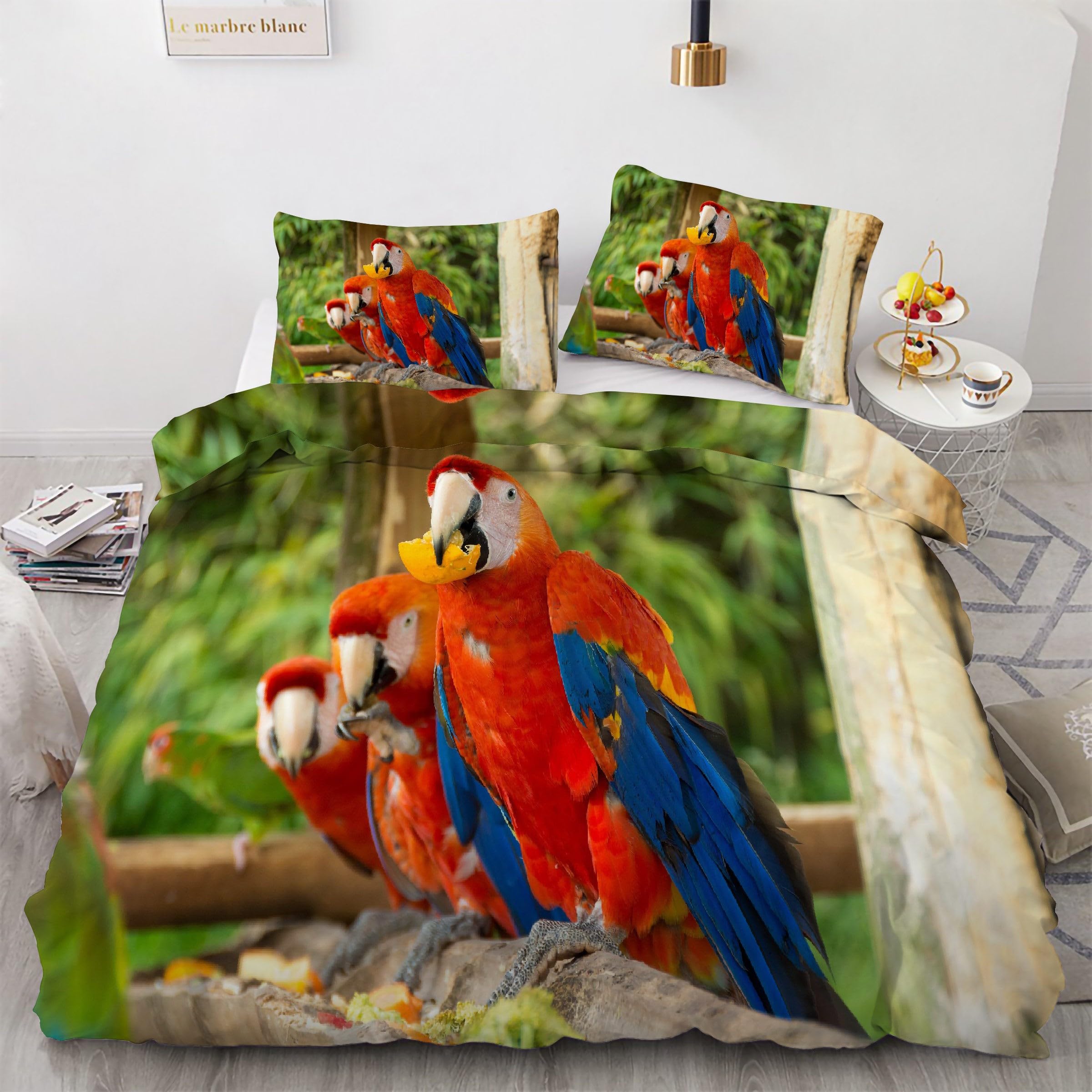 Parure de lit perroquet coloré pour une ambiance jungle dans votre chambre