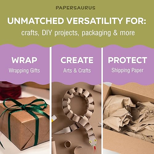 Miniatura 2 de Rollo de papel de regalo marrón kraft de 18 x 2400 pulgadas (200 pies), papel de construcción y embalaje 100% reciclable para uso en mudanzas y