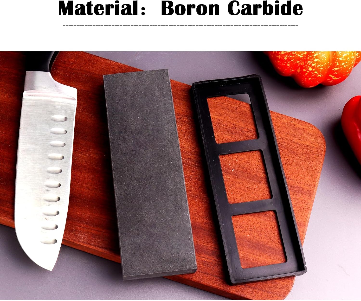 800 Grit Boron Carbide Knife Sharpening Stone,150x50x10mm | Rubber non-slip base,Hard Grinding Whetstone,for Polishing Carbide Cutters, Knife,Tool Steel Parts,Outdoor Grinding