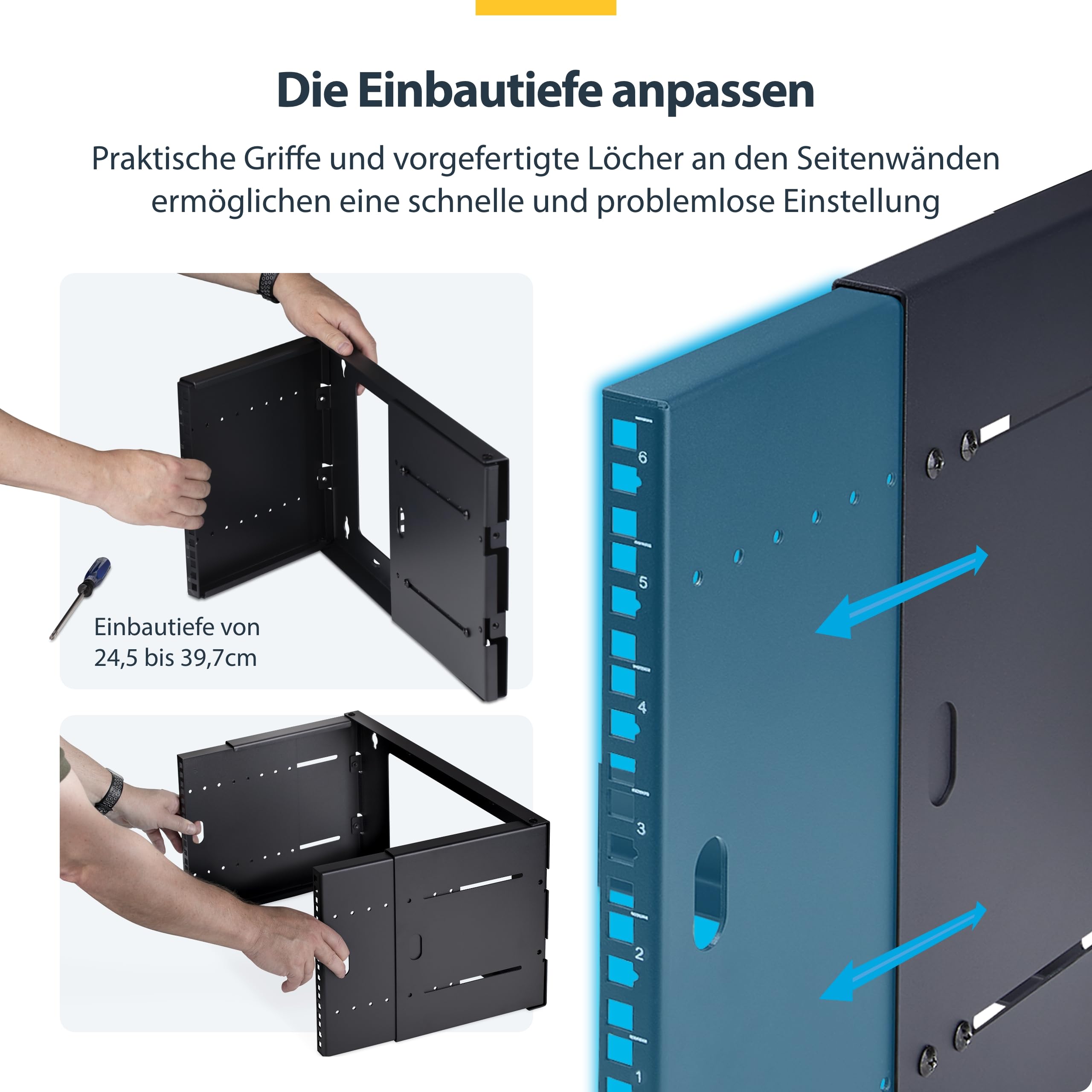 StarTech 2-Pfosten 6HE Wandmontage Rack, 19", 40kg (WALLMOUNT6-HAF) | Serverrack, Schrank, für Server/Daten/Netzwerkgeräte, Fachböden, Patch-Panels, USV, ausklappbar