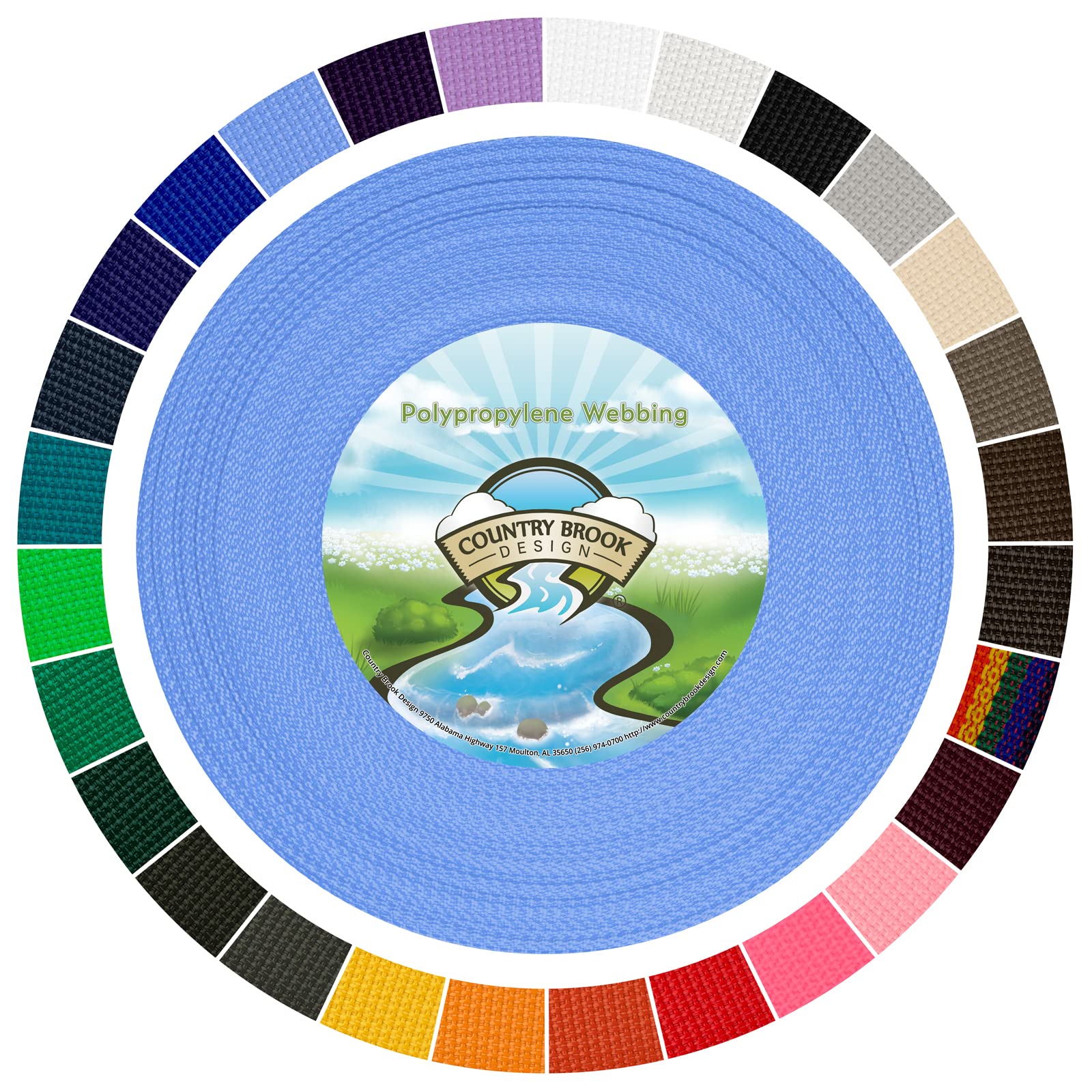 Country Brook Design 1" Webbing - 10/25/50 Yards - 30+ Colors - EDC 1 Inch Polypropylene Webbing for Climbing Outdoors Crafting DIY Gear Repair