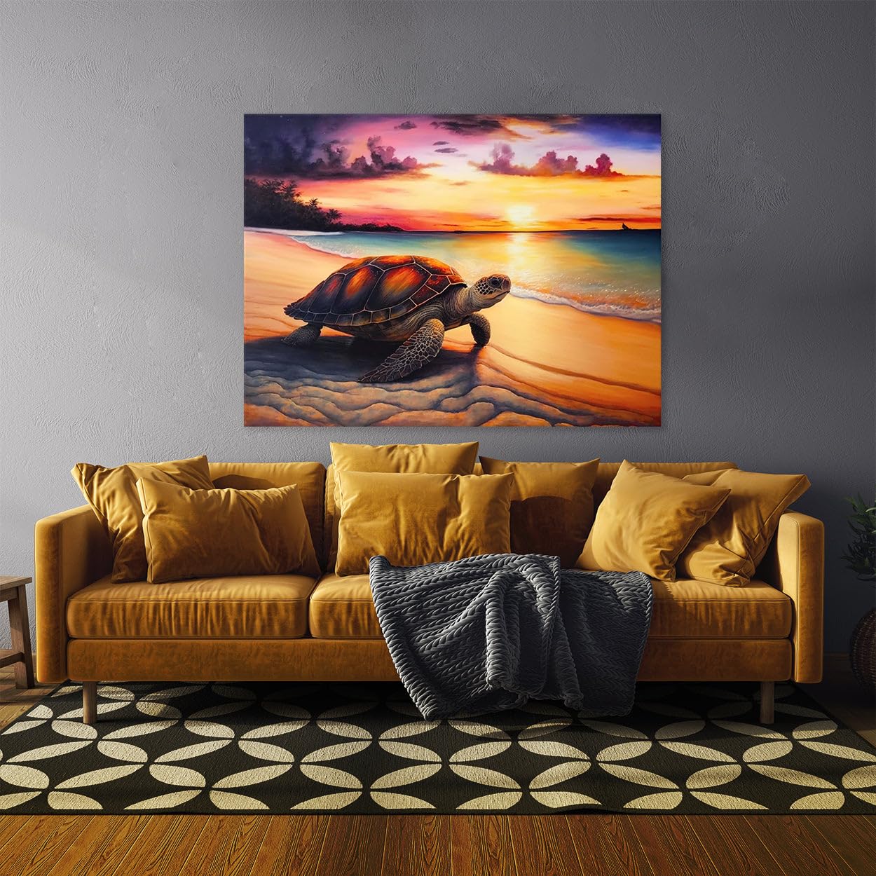 Amazon.com: Sense Canvas Turtle Atmospheric Sunset 8 Canvas Art