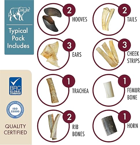 Miniatura 10 de Water Buffalo Prime Dog Bone Surtido de huesos para perros, huesos y golosinas naturales para perros, paquete de 11 (masticables de larga duración