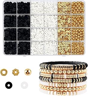 Friendship Bracelet Kit Bracelet Making Kit for Girls Clay Beads for Bracelets Making Kit Beads White Clay Beads Kit Gold Beads for Bracelets Making Kit Beads for Jewelry Making