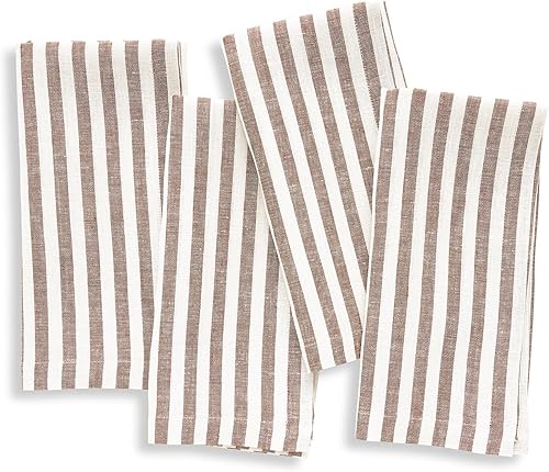 Miniatura 34 de Solino Home Amalfi - Manteles individuales a rayas, de 14 x 19 pulgadas, juego de 4 unidades, tela natural, lino europeo, 100 % lino puro, hechos a