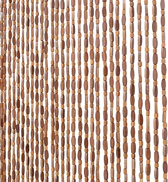 52 Strands Brown Wood and Bamboo Beaded Curtain for Doorway Room Divider 36inch x 79inch,Bamboo and Wooden Doorway Beads-Boho Bohemian Curtain Coffee