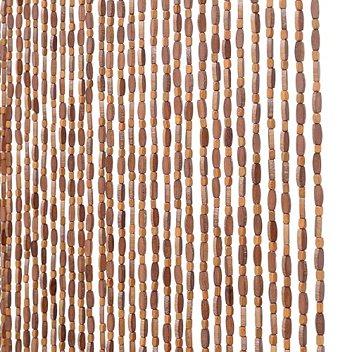 52 Strands Brown Wood and Bamboo Beaded Curtain for Doorway