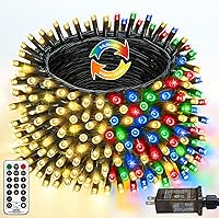 Vista 26 de Tira de luces de Navidad de 200 luces LED que cambian de color de 75.8 pies con control remoto, temporizador y función de memoria, 9 modos