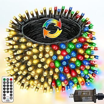 YIQU 108FT Color Changing Christmas Lights with Remote Timer 300 LED