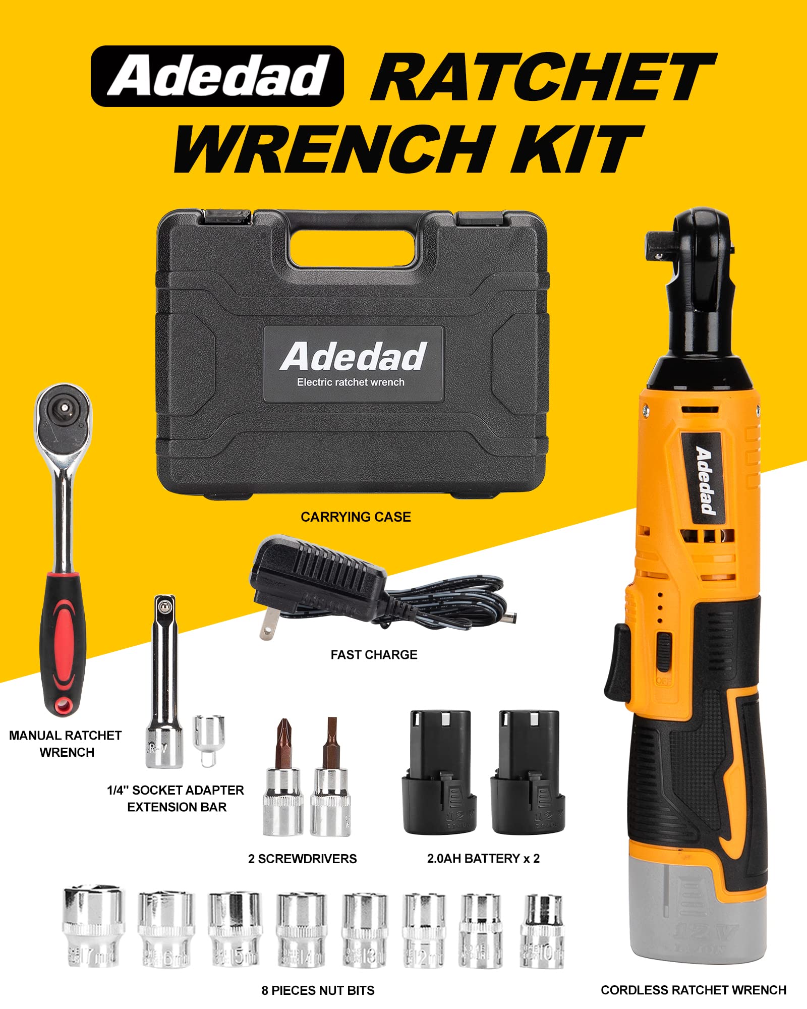 Buy Cordless Electric Ratchet Wrench Set, 3/8" Power Ratchet Wrench, 40