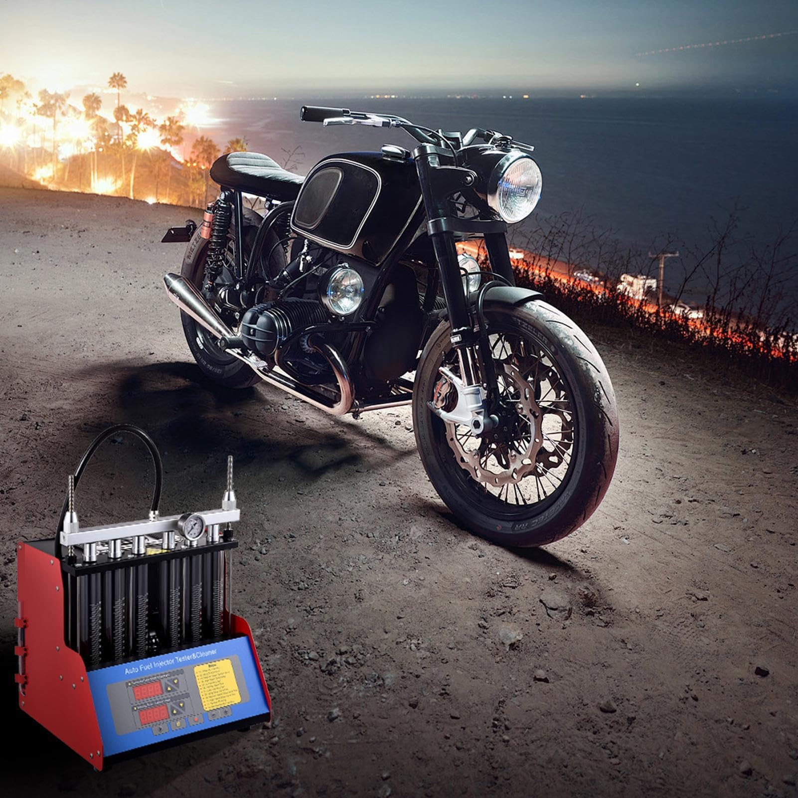 Injector Cleaner, 6 Cylinder Injector Cleaning Kit, 110V Automotive Injector Cleaner Set for Vehicles Motorcycles