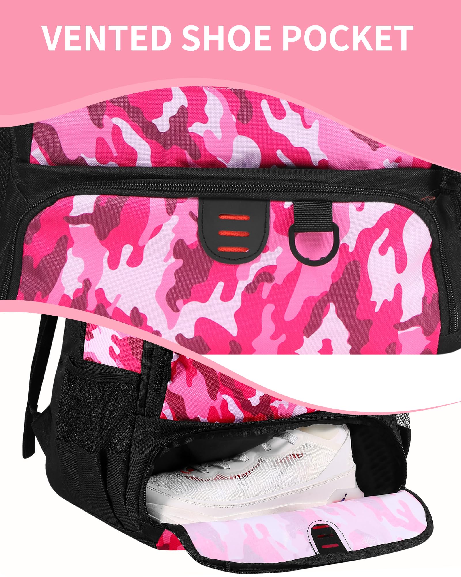 Sac à Dos de Basket-Ball pour Homme et Femme avec Compartiment pour Ballon et Chaussures, capacité 30 L, léger et Respirant, pour Volley-Ball, Football, Sport, Voyage, école, Salle de Sport