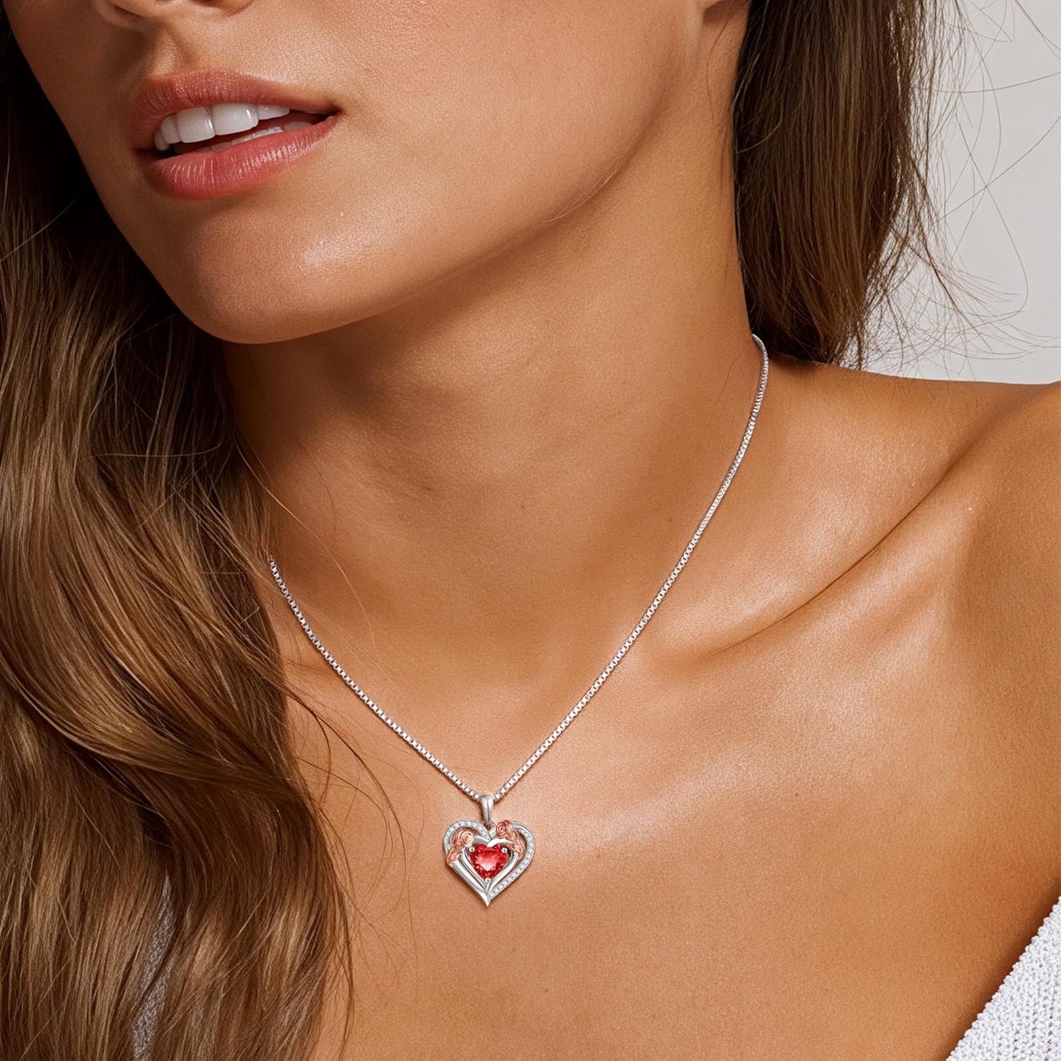 JKK Valentines Day Gifts for Her - S925 Sterling Silver 12 Month Birthstone Necklaces Mothers Day Birthday Christmas Gifts for Women Wife Mom - Image 2