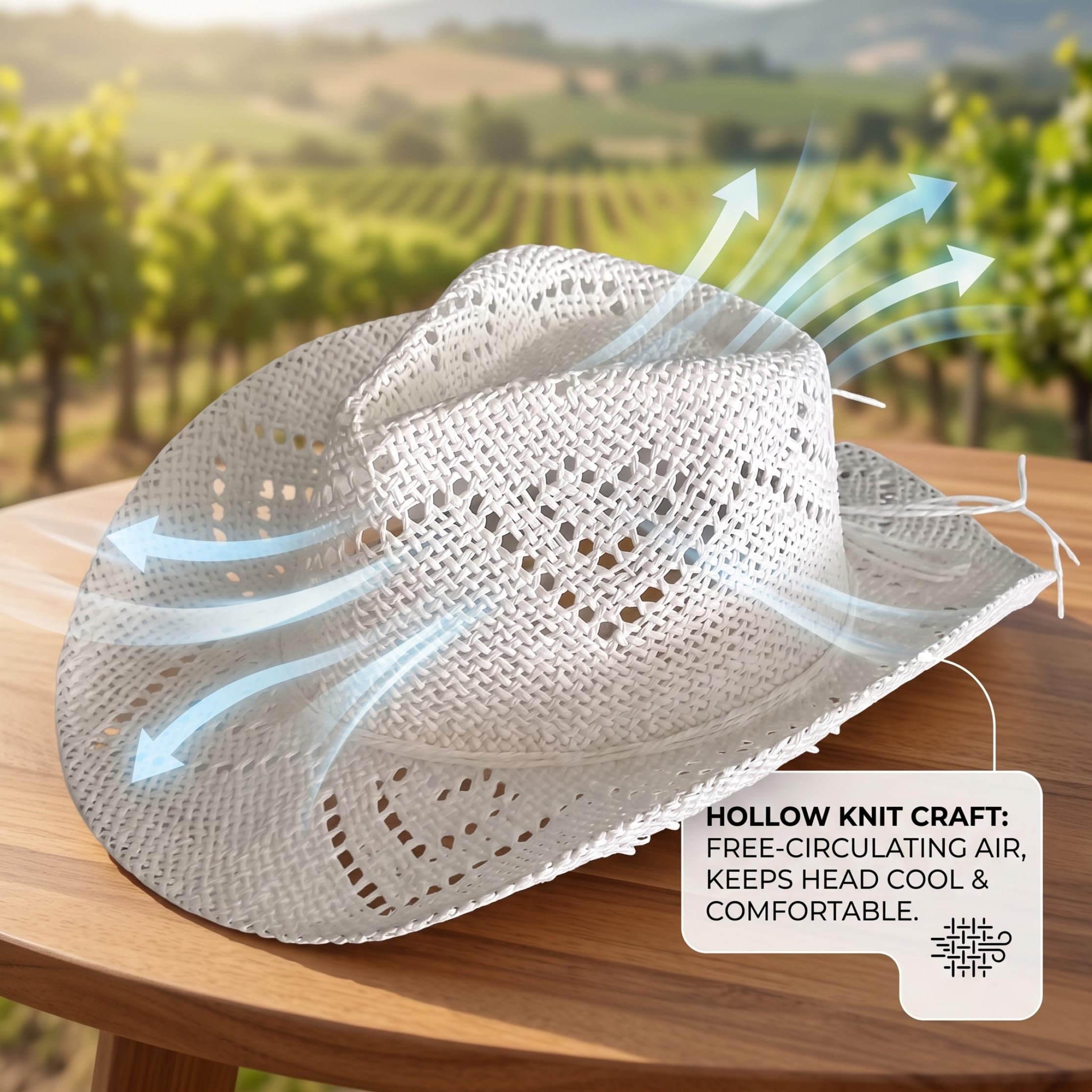 Cappello di Paglia da Cowgirl, Cappello da Spiaggia di Paglia Traspirante, Beige