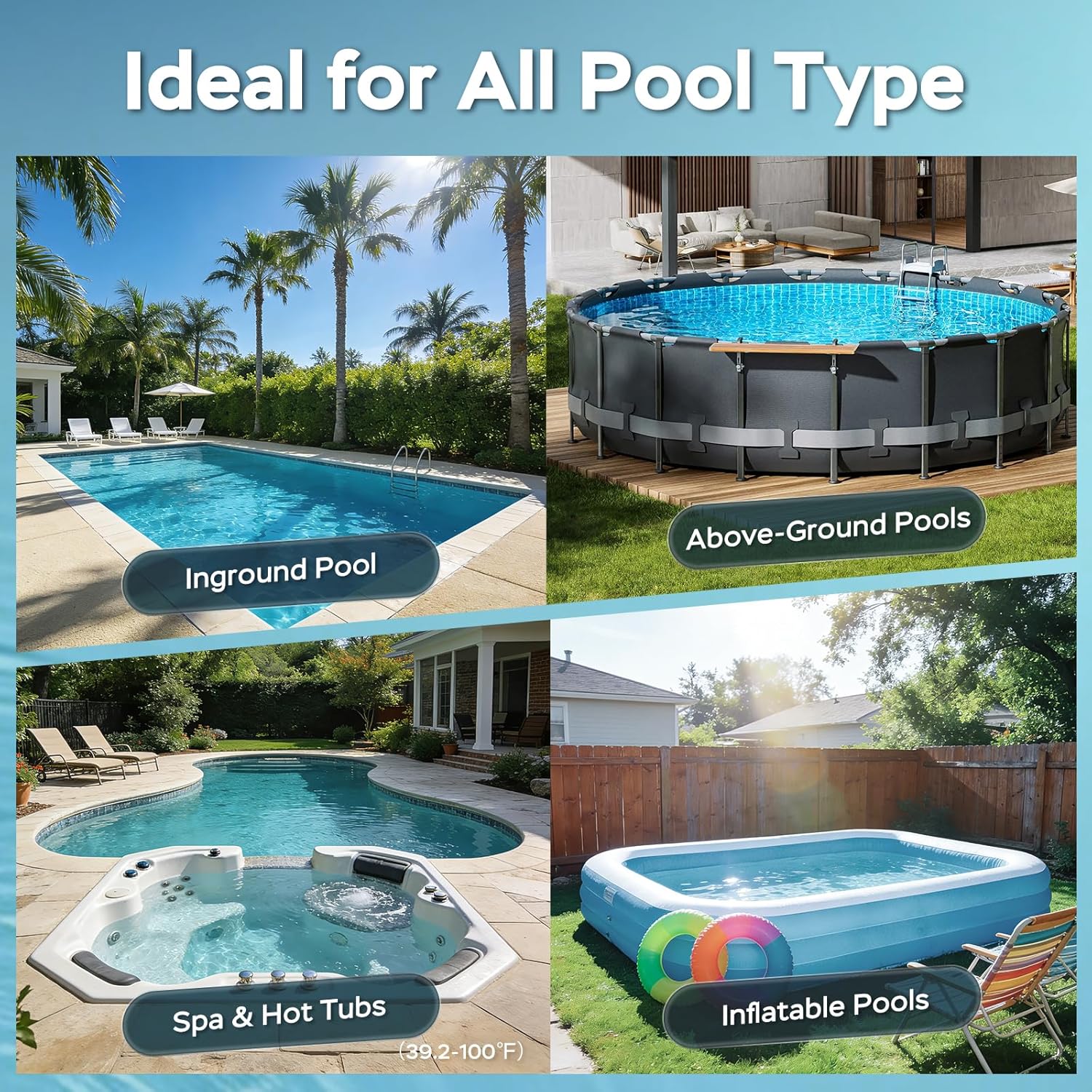 Cordless Handheld Pool Vacuum Cleaner, Upgraded 18.5GPM Powerful Suction for Above Ground Pool & Inground Pool, 1H Runtime, 45W Rechargeable Handheld Pool Vacuum with 72.85"Pole & 4 Filter bags