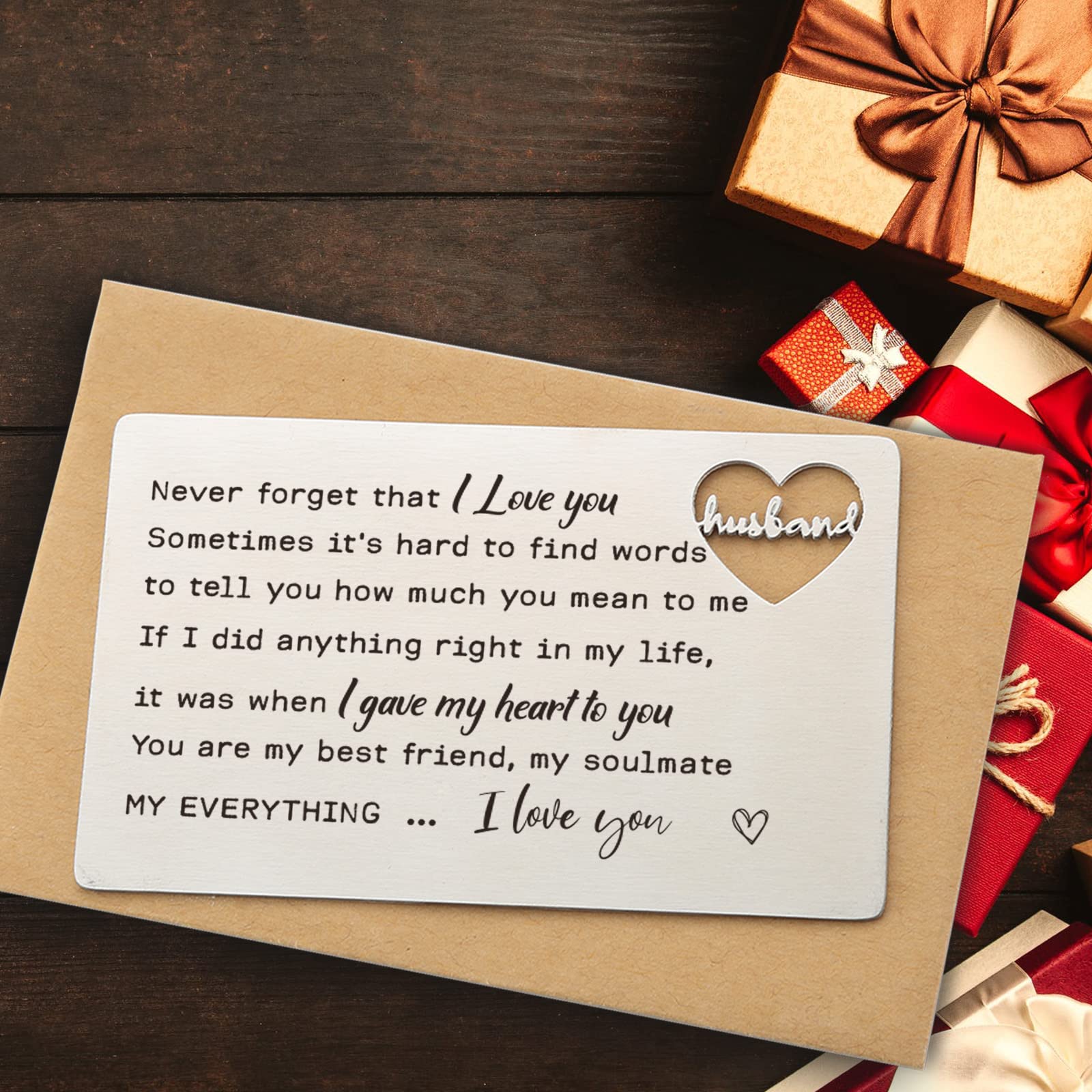 YODOCAMP Husband Metal Engraved Wallet Insert Card – Romantic Gift For Him From Wife, Anniversary Birthday Christmas Valentine's - View #7