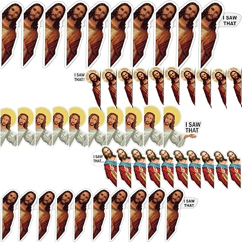 50 calcomanías con texto en inglés "I Saw That Jesus", divertidas calcomanías de vinilo impermeables para laptop, monopatín, botella de agua