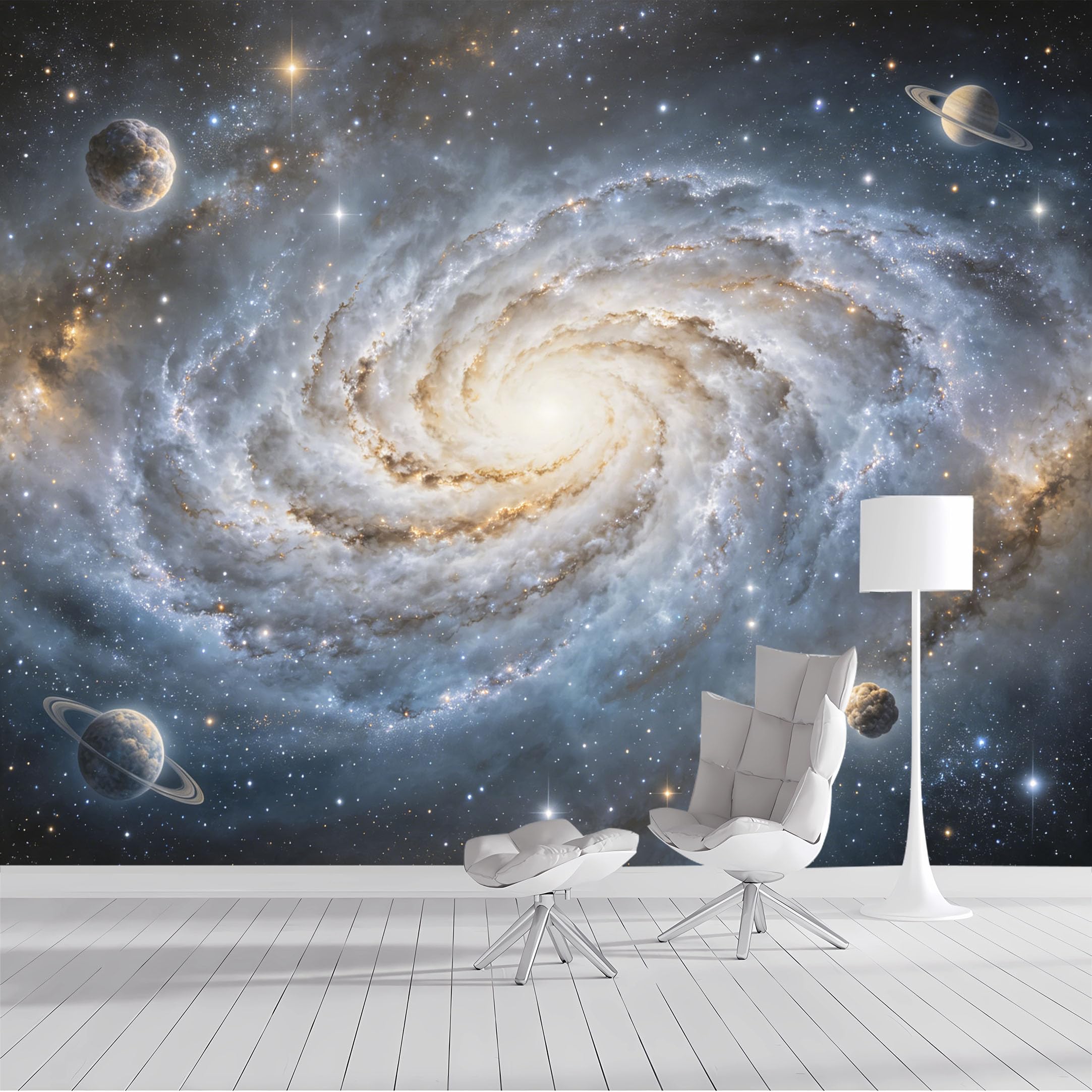 Custom Size Wall Mural Cosmic Galaxy Nebula Space Planets Celestial Starry Sky Art SelfAdhesive Wall Fabric Removable Peel and Stick Wallpaper Wall Decor for Living Room Bedroom Bathroom
