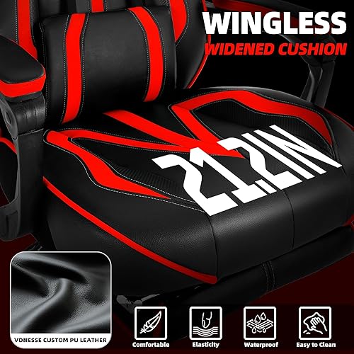 Miniatura 31 de Vonesse Silla de juegos rosa para adultos, silla de juegos de PC para niñas, silla reclinable de computadora con reposapiés, silla ergonómica de