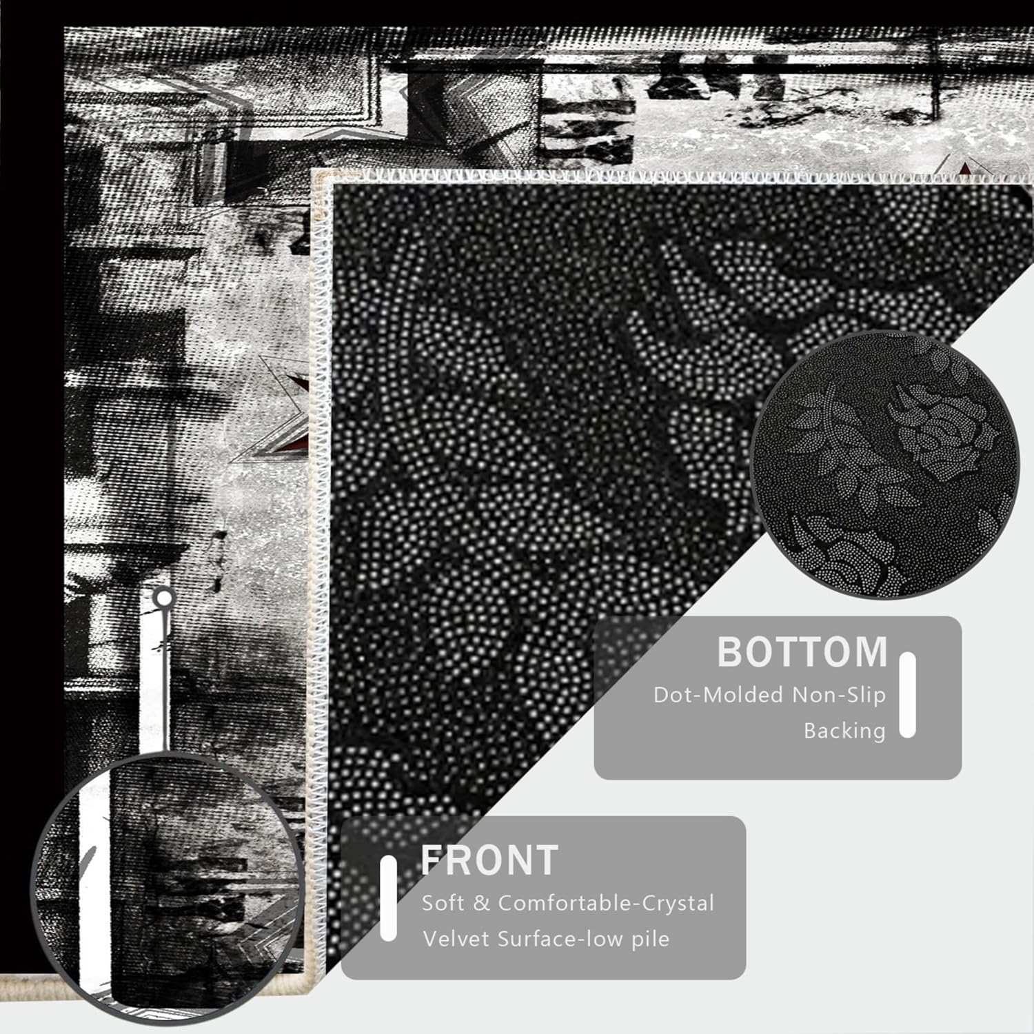 Western Rug, 5x6ft, Brown Texas Star, Retro Southwest for Bedroom & Living Room, Durable Non Slip Kitchen Rug