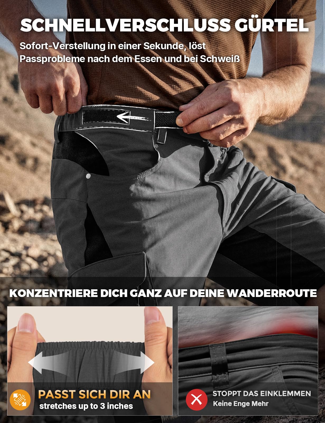 Wespornow Shorts Cargo Hommes 6 Poches Pantalons Travail VTT Stretch Randonnée Estivale