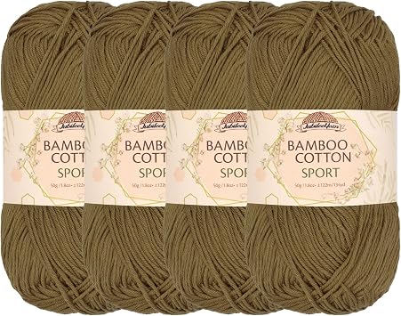 JubileeYarn Bamboo Cotton Sport Yarn - 50g/Skein - Chestnut Brown - 4 Skeins