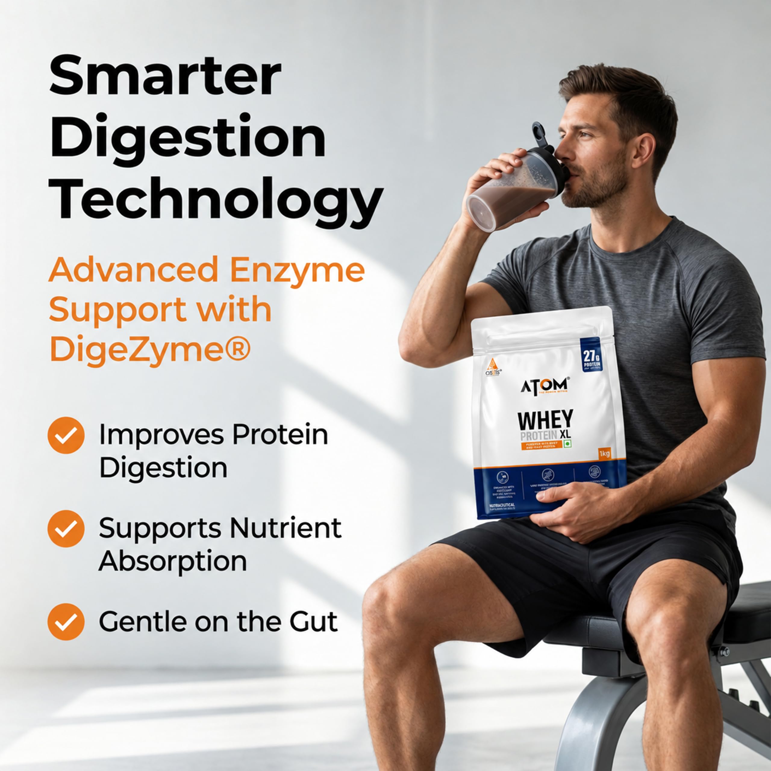 AS-IT-IS ATOM Whey Protein XL, Choco Hazel Fusion, 1kg - with DigeZyme® & Fermented Yeast Protein — Amazon image 7