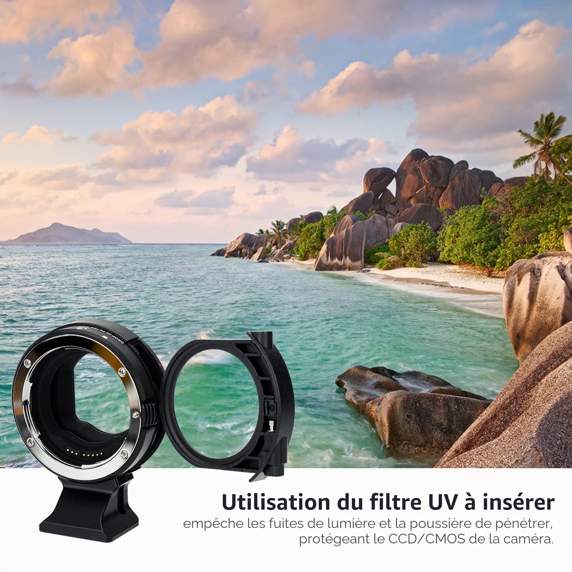 JJC EF - EOS R Bague d'adaptation avec Filtre d'insertion C-PL + NDV, remplace Canon Bague d'adaptation EF pour boitier EOS R sur caméra à Monture RF EOS R10 R7 R6 R5 R PR