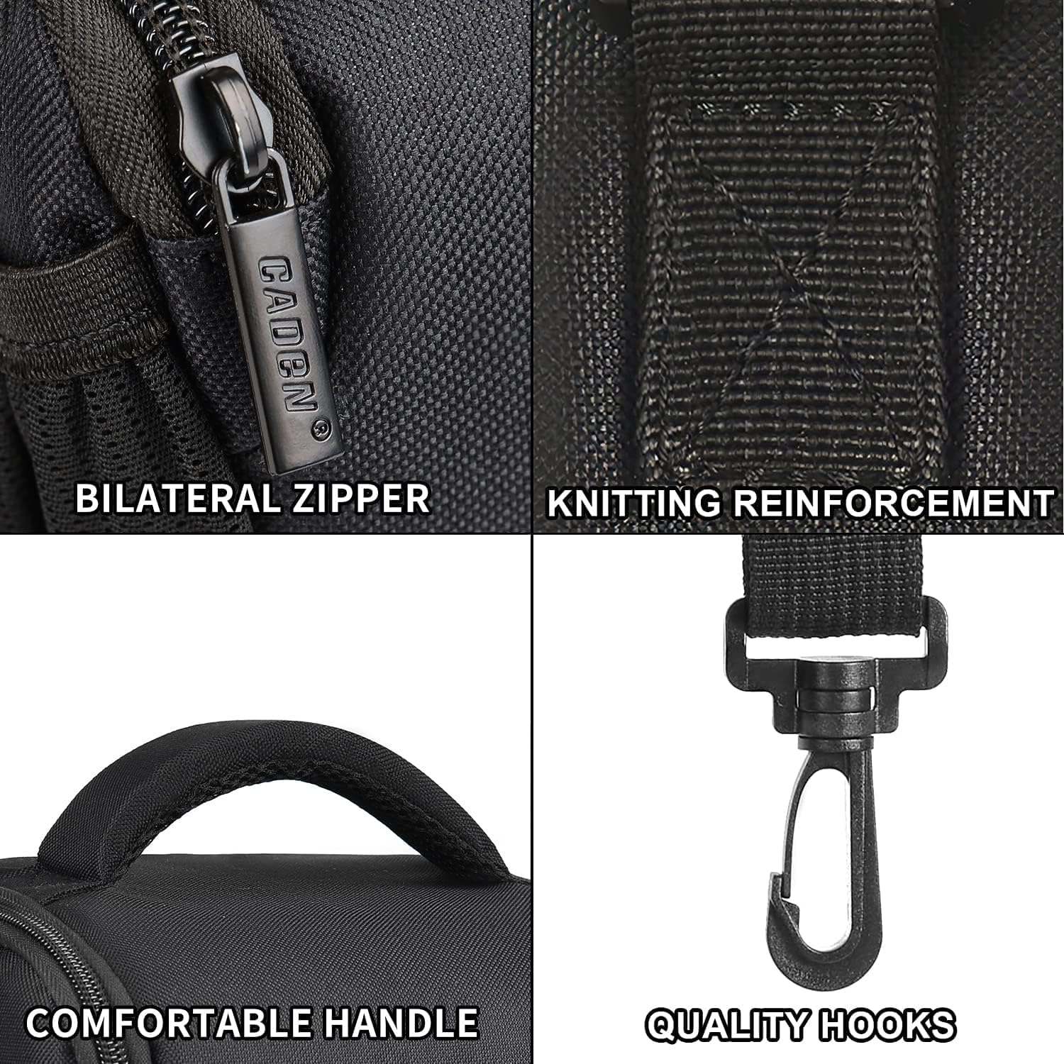CADeN Kleine DSLR Kameratasche, Kamera Schultertasche für Fotografen, wasserdichte Kameratasche mit Verstellbarem Schultergurt, Für Canon, Nikon und Sony Spiegelreflex- und Systemkameras, Schwarz