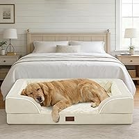 Vista 11 de Camas ortopédicas para perros de tamaño grande, cama grande de espuma viscoelástica impermeable para mascotas con lados de 36 x 27 pulgadas