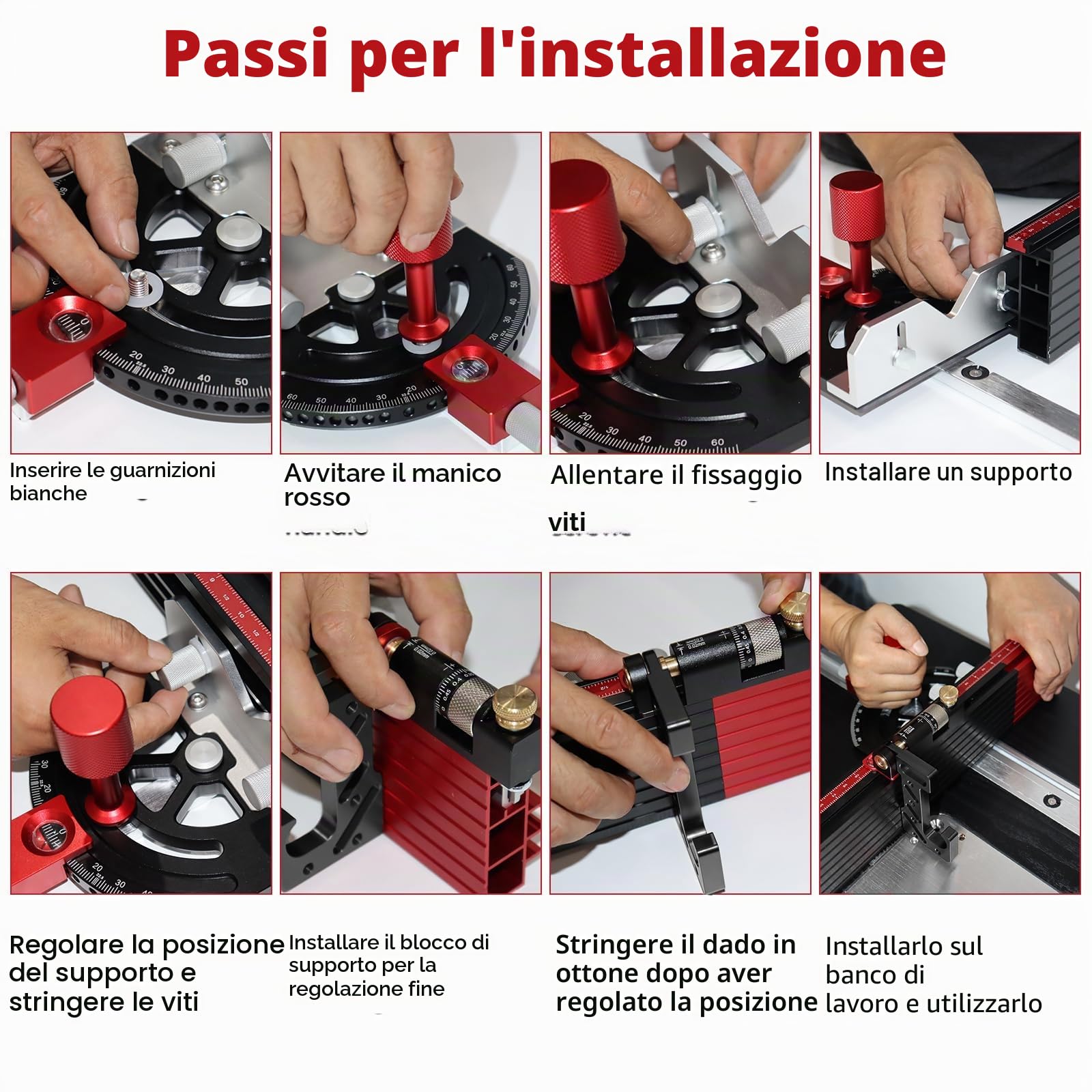 Calibro per sega da tavolo regolabile multi-angolo da -60° a 60°, calibro di precisione con arresto rapido dell'angolo per sega da tavolo, sega a nastro, banco fresatrice, compatibile con scanalatura