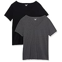 Amazon Essentials T-Shirt da Donna a Maniche Corte con Scollo a V (Disponibile in Taglie Forti)