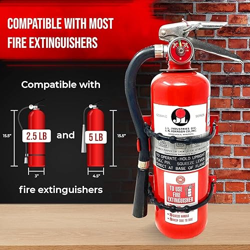 Miniatura 5 de Soporte de montaje para extintor de incendios, soporte de pared resistente para extintores de incendios de 2.5 libras y 5 libras, montaje en tu
