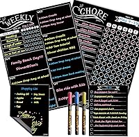 Vista 10 de Pizarra magnética para calendario mensual con marcadores de tiza líquidos brillantes en neón – Pizarra de planificación mensual para refrigerador